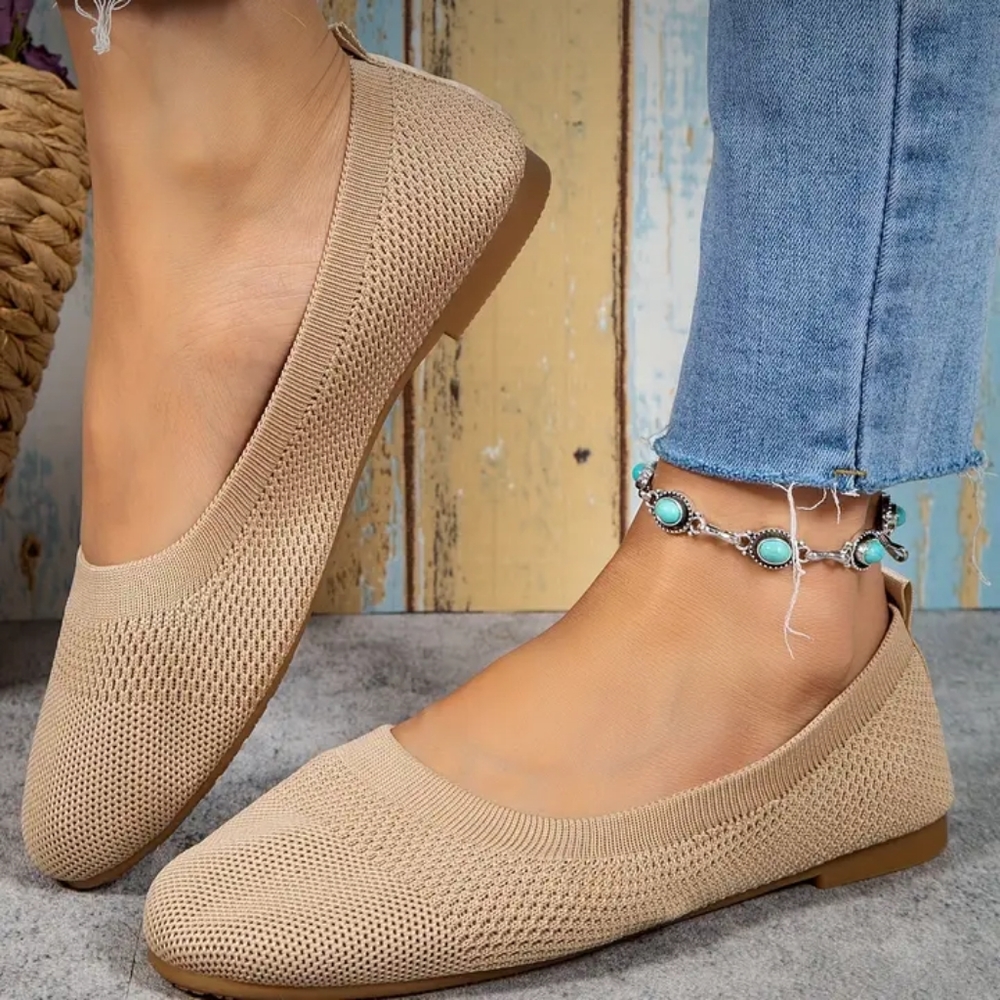 New Women's Knitted Ballet Flats w/Rubber Sole